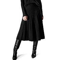 LilySilk 100% Merino Wool Skirt Collegiate Ultra-fine for Women A Line Knitted Bottom Winter Fall Pleated Skirts
