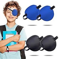 4PCS Adjustable Medical Eye Patch Bundle for Left or Right Eye - Amblyopia Lazy Eye Patches for Adults and Kids, Black & Blue 2PCS of Each Color
