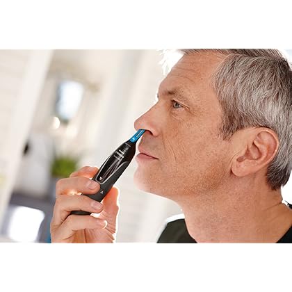 Philips Norelco Nose Hair Trimmer 3000, NT3000/49, Precision Groomer with 6 pieces for Nose, Ears and Eyebrows