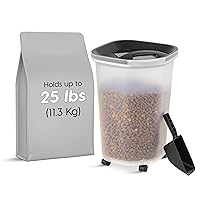 IRIS USA Premium Airtight Dog Food Storage Container, Up to 25 lbs, 60% Improved Airtightness with Seal & Air Valve, 2 Cup Scoop, Removable Casters, Fit in Small Space, BPA Free, Black