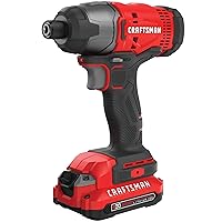 CRAFTSMAN 20V MAX Impact Driver Kit, 1/4 Inch, 2,800 RPM, LED Work light, Battery and Charger Included (CMCF800C1)
