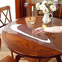 OstepDecor Round Clear Table Protector 47 Inch 2mm Thick, Clear Round Table Cover Protector, Plastic Waterproof PVC Tablecloth, Vinyl Circle Table Top Protector for Dining Room Table, Coffee Table