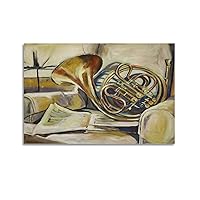Horn Painting Wall Art Instrument Wall Art Band Music Room Decoration Poster Poster for Room Aesthetic Posters & Prints on Canvas Wall Art Poster for Room 12x18inch(30x45cm)