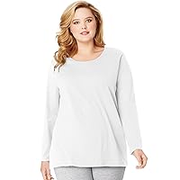 Just My Size Womens Long Sleeve Scoop Neck Cotton Tshirt