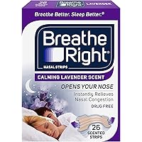 Breathe Right Calming Lavender Scented Drug-Free Nasal Strips for Nasal Congestion Relief 26 count - Pack of 2