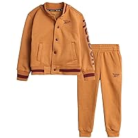 Reebok Boys' Pants Set - 2 Piece Fleece Varsity Jacket and Jogger Sweatpants - Sweatshirt and Pants Outfit for Toddlers, 2T-7