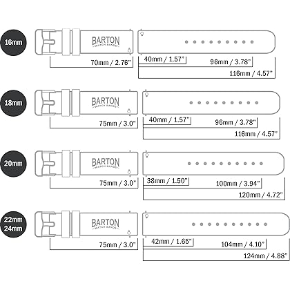 BARTON WATCH BANDS - Soft Silicone Quick Release Straps - Choose Color & Width - 16mm, 18mm, 20mm, 22mm, 24mm - Silky Soft Rubber Watch Bands