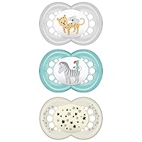 Original Day & Night Baby Pacifier, Nipple Shape Helps Promote Healthy Oral Development, Glows in the Dark, 6-16 Months, Unisex,3 Count (Pack of 1)