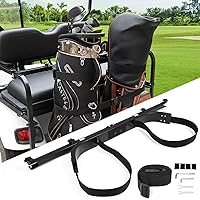 No Drilling Golf Cart Bag Holder Bracket for 2+2 Golf Cart Rear Seat with 1 Inch Square Tube, Universal Golf Bag Attachment Adjustable for EZGO Club Car Yamaha Golf Carts