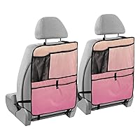 Light Pink Gradient Kick Mats Back Seat Protector Waterproof Car Back Seat Cover for Kids Backseat Organizer with Pocket Protect from Scratches Dirt, 2 Pack, Car Accessories
