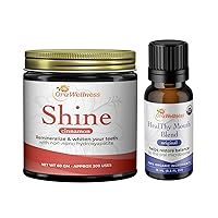 Shine Remineralizing Natural Teeth Whitening Powder in Cinnamon + Healthy Mouth Blend Organic Toothpaste & Mouthwash Alternative Tooth Oil, Pack of 2