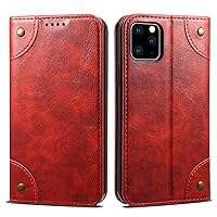 Wallet Flip Leather Case for iPhone 14 13 12 11 Pro X Xs Max Xr 7 8 Plus Se 2 Magnetic Book Flip Phone Cover Bag,red,for iPhone 14 ProMax