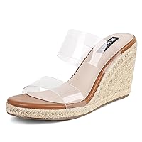 mikarka Slip On Wedge Sandals for Women Open Toe Espadrilles Platform Slides Dressy High Heel Beach Summer Sandal Comfortable Wedges Shoe Mules