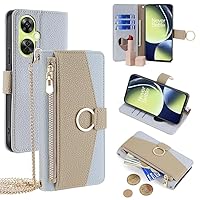 Wallet Case with Crossbody Strap Compatible for OnePlus Nord CE 3 Lite 5G/Oppo K11X/OnePlus Nord N30, Magnetic Handbag Zipper Pocket Cases PU Leather Flip Shockproof Cover with Kickstand Blue