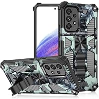 Case for Galaxy A52,Camouflage Military Car Holder Protection [Built-in Kickstand] Magnetic Heavy Duty TPU+PC Shockproof Phone Case for Samsung Galaxy A52 4G/5G/A52S 5G (Light Green)