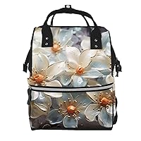 Flower Abstract Art Print Diaper Bag Multifunction Laptop Backpack Travel Daypacks Large Nappy Bag