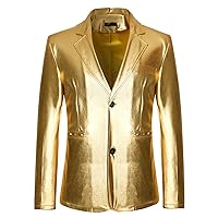 Mens Suits Casual Fashion Gold Jacket Stage Outfit Casual Coat Blazer