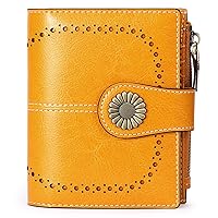 SENDEFN Small Womens Wallet Leather Bifold Card Holder RFID Blocking with Zipper Coin Pocket