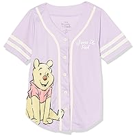 Disney Girls Winnie The Pooh Baseball Jersey-Classic Mesh Button Down Shirt