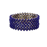 SANARA Indian Style Bollywood Traditional Faux Pearl Stone Wedding Bracelet 8 Pcs Bangle Set Jewelry for Women/Girls