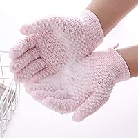 Shower Exfoliating Scrub Gloves Bathing Gloves Body Wash Dead Skin Removal Deep Cleansing Mitts for Women and Men Blood Circultion,Pink