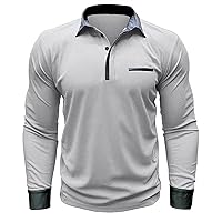 Men's Long Sleeve Golf Shirt Casual Slim Fit Workout T-Shirt Lightweight Tee Shirts Athletic Fit Muscle Polo Tops