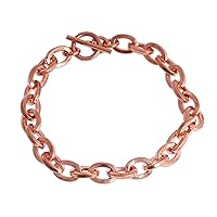 NOVICA Handmade Copper Chain Bracelet Cable from Mexico No Stone Metallic Recycled [9 in L (end to End) x 0.4 in W] 'Bright Attachment'