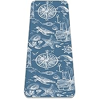 6mm Extra Thick Non Slip Yoga Mat for Women, Nautical Elements Nautical Elements Exercise Fitness Mats for Home Floor Workout Anti-tear Large Yoga Mats
