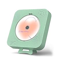 Cute Green CD Player with Bluetooth 5.0, Rechargeable Music Player for Home Decor, Portable Lovely Music Player, Remote Control, Support AUX in Cable&USB
