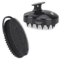 FREATECH Silicone Body Scrubber and Shampoo Brush Bundle