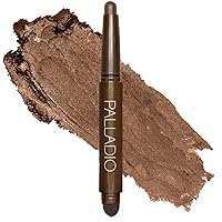 Palladio Waterproof Eyeshadow Stick with Blending Sponge, Long Lasting & Effortless Application, Smudge Free & Crease Proof Formula, Matte & Shimmer Shades, Buildable Eye Shadow (Chocolate Shimmer)