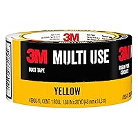 3M Multi-Use Colored Duct Tape, Yellow with Strong Adhesive and Water-Resistant Backing, Multi-Surface 3M Duct Tape for Indoor and Outdoor Use, 1.88 Inches x 20 Yards, 1 Roll (3920-YL)