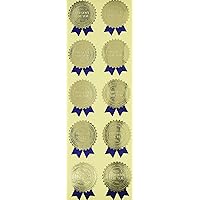 Gift Stickers, Ribbon Shape, Gold, Blue-S (100 Pieces) SG-8