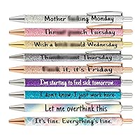 PASISIBICK 9 Pieces Funny Daily Ballpoint Pens Swear Word Weekend Set, Comfortable Writing with Black Ink 1.0 mm Pretty Pens for Office Gifts（9 PCS Funny）