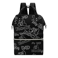 My Dad Rock Diaper Bag Backpack Multifunction Travel Backpack Large Capacity Waterproof Mommy Bag Black-Style