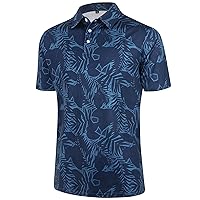 Mens Golf Polo Shirt Hawaiian Polo Shirts for Men Moisture Wicking Dry Fit Soft Breathable Short Sleeve 4-Way Stretch