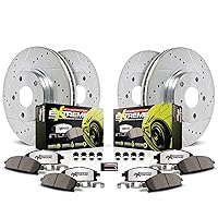 Power Stop K2277-26 Front and Rear Z26 Carbon Fiber Brake Pads with Drilled & Slotted Brake Rotors Kit