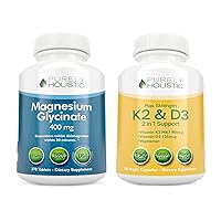 Magnesium Glycinate 400mg + Vitamin D3 125mcg K2 MK7 90mcg - 270 Tablets & 150 Capsules Bundle - Made in USA