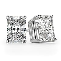 4.00CT Radiant Brilliant Cut, VVS1 Clarity, Colorless Moissanite Stone, 925 Sterling Silver Earring, Basket Set Stud Earrings, Perfact for Gift Or As You Want