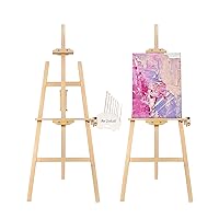 Adjustable Wooden Painting Easel with Palette Holder, Art Easel Stand Canvas with Widened Base,for Wedding Sign, Drawing for Adults, Begginners and Students (Without Palette)