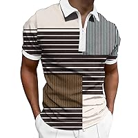 Golf Polo Shirt for Men Quarter Zip Short Sleeve Regular Fit Tee Blouse Tops Gym Muscle Tees Sports Workout Shirts