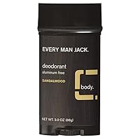 Every Man Jack Deodorant Stick, Sandalwood 3 oz (Pack of 6)