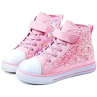 Sneakers for Girls, Kids Cute Fashion High Top Casual Canvas Sequin Shoes
