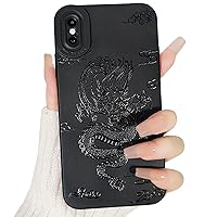 Compatible for iPhone Xs Max Case Cute Cool Dragon Black Design for Girls Women Soft TPU Shockproof Protective Girly for iPhone Xs Max-Dragon