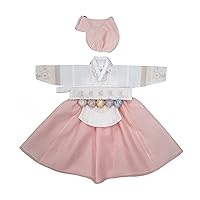 White Peach Girl Baby Hanbok Korea Traditional Clothing 1st Birthday Party Celebration 100th - 10 Ages YA209B