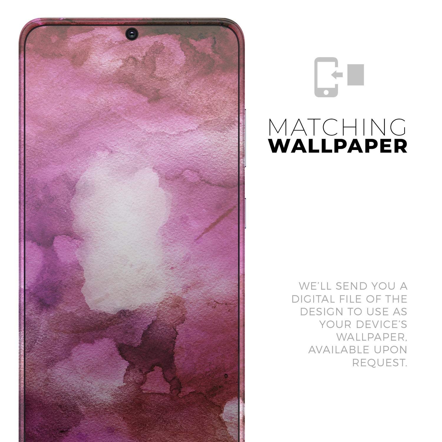 Design Skinz Pink 72 Absorbed Watercolor Texture | Protective Vinyl Decal Wrap Skin Cover Compatible with The Samsung Galaxy Note 8 (Full-Body, Screen Trim & Back Glass Skin)