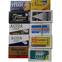 NEW 100 Shaving Safety Razor Double Edge Blades of 10 Top Brands - Feather ASTRA PERSONNA.Sampler Pack