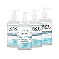 Kirk's Odor-Neutralizing Unscented Clean Hand Soap Castile Liquid Soap Pump Bottle | Moisturizing & Hydrating Kitchen Hand Wash | 12 Fl Oz. Bottle | 4-Pack