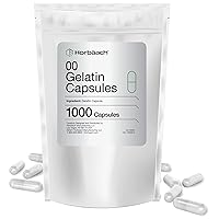 Empty Capsules Size 00 | 1000 Clear Gelatin Capsules | Resealable Bag | Non-GMO, Gluten Free | by Horbaach