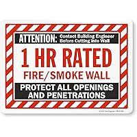 SmartSign - S-8937-EU-10x14-D1 Attention - 1 Hr Rated Fire / Smoke Wall Label by | 10